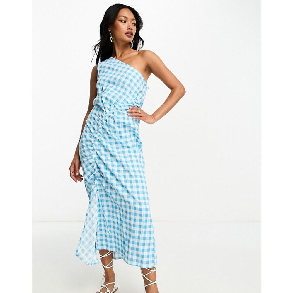 ASOS Blue Gingham Midi Dress